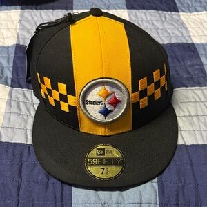 New Era Steelers Black and Gold Checkered Cap